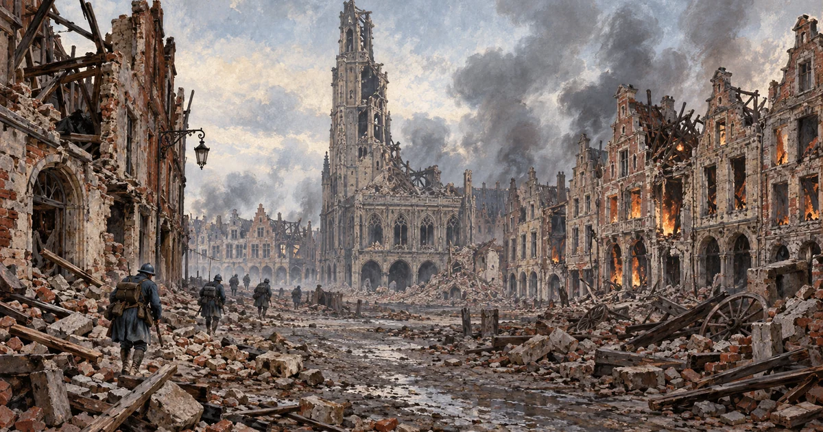 Arras under the shells during the First World War, a front town ravaged by the bombardments
