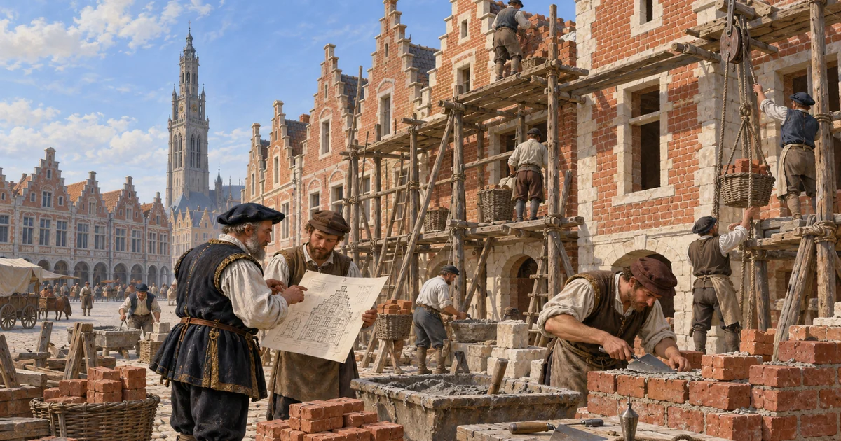 The brick-and-stone façades of Arras and the style of the squares