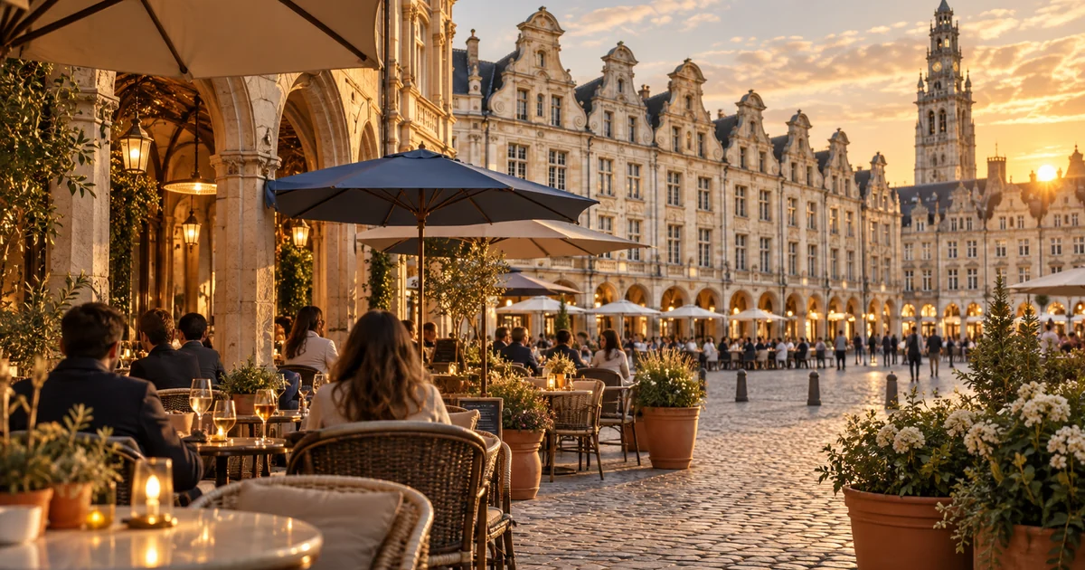 The terraces of the two squares of Arras, where to sit under the arcades facing the baroque facades