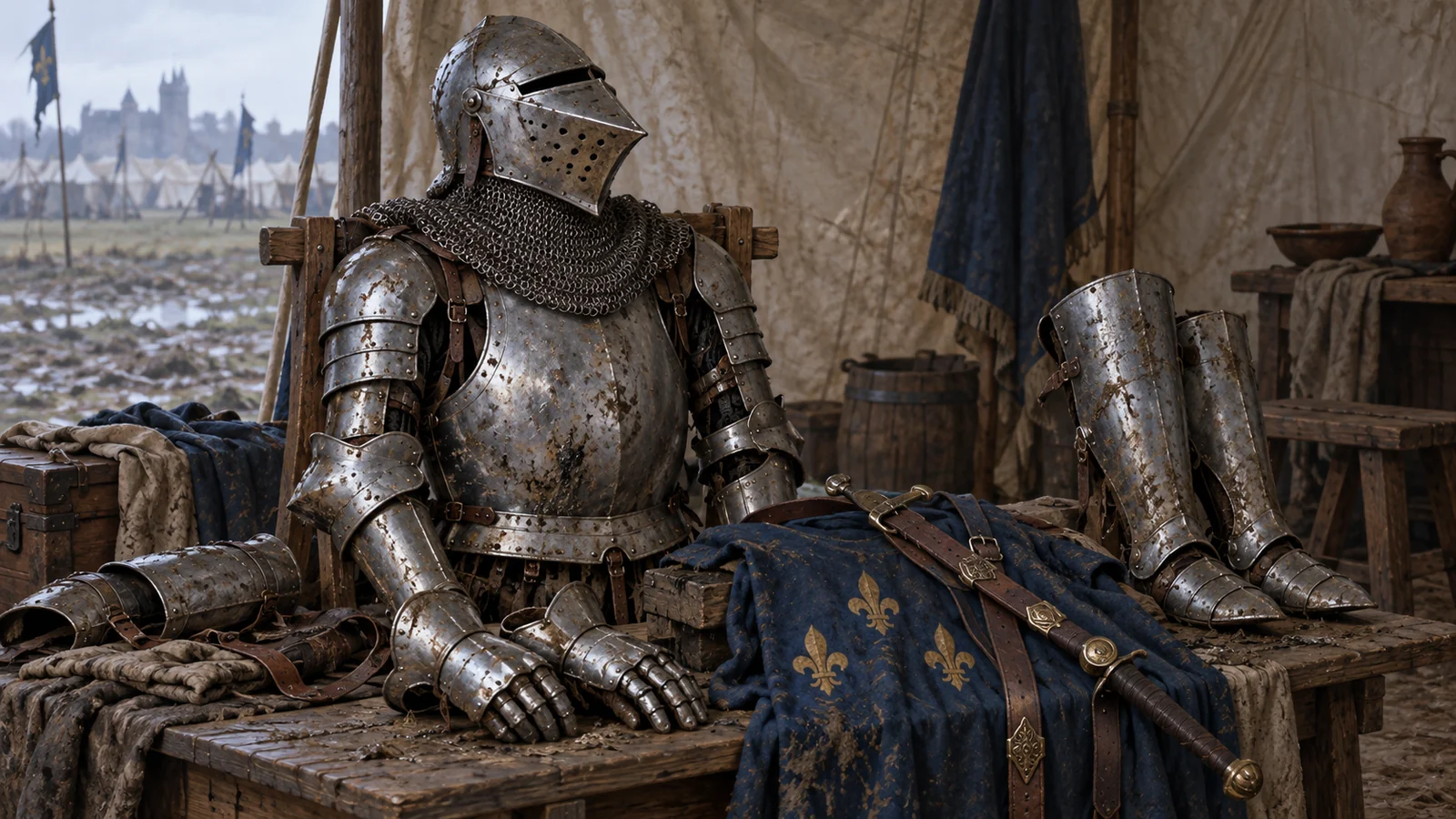 The battle of Agincourt in 1415, the chivalry of the Artois facing the English archers