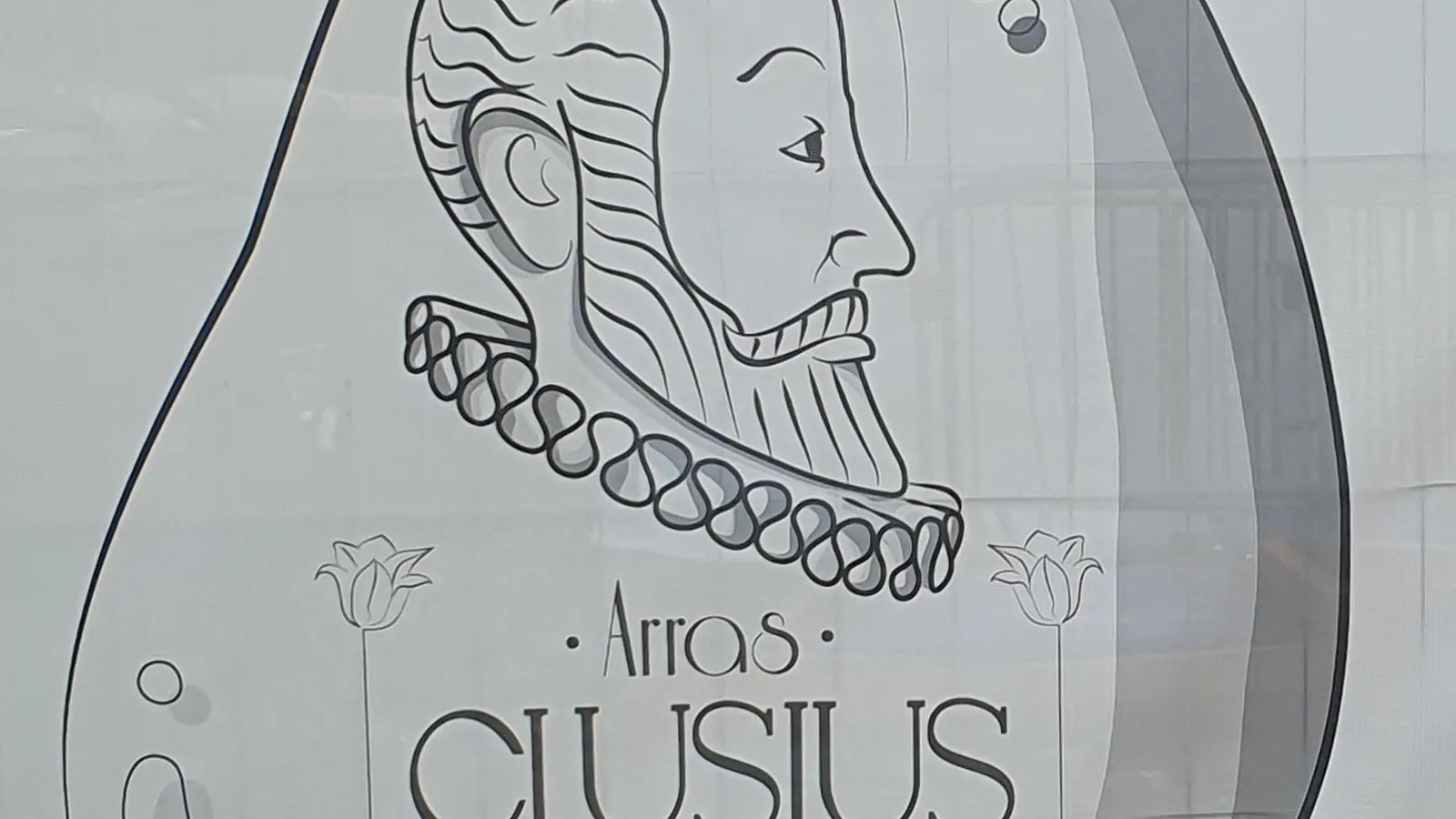 Portrait of Charles de l’Écluse, known as Clusius, on the 500 years poster in Arras