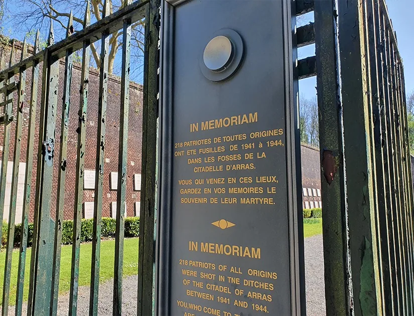 Memorial plaque at entrance
