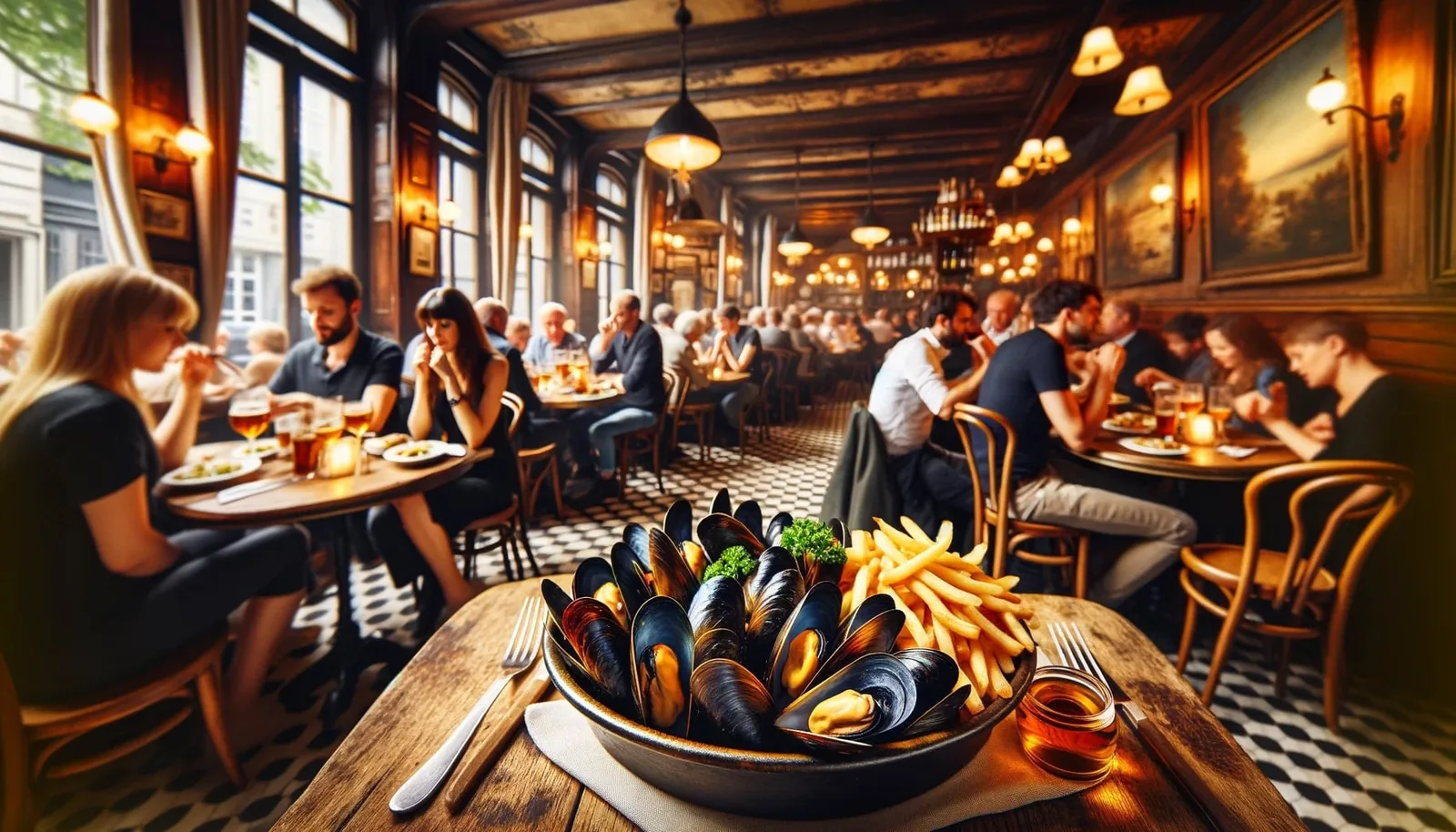 traditional estaminet with moules frites